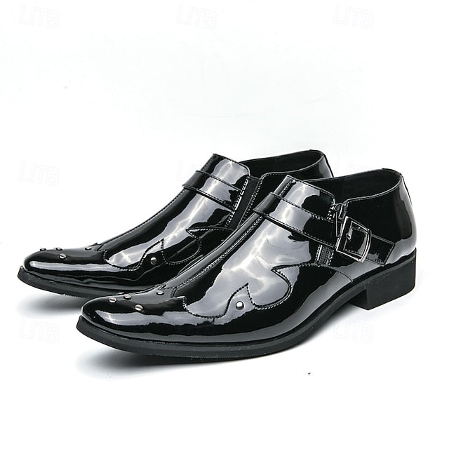 Monk Strap Black Leather Dress Shoes Formal Men's –