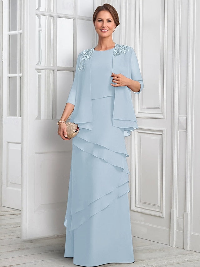 the Bride Dress Suit Piece Elegant Mother of Formal Two A-Line