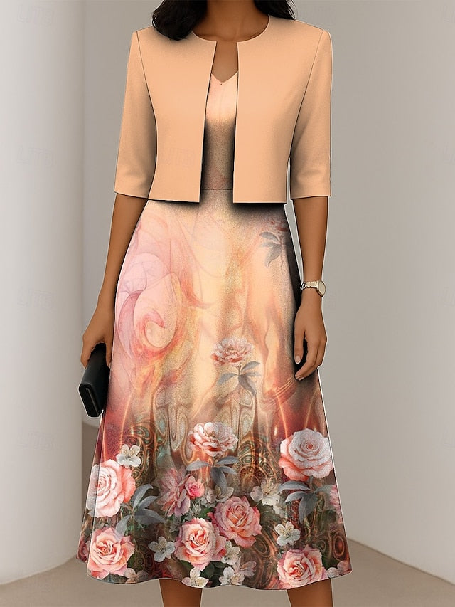 Women's Dress Set A Line Dress Elegant Casual Floral