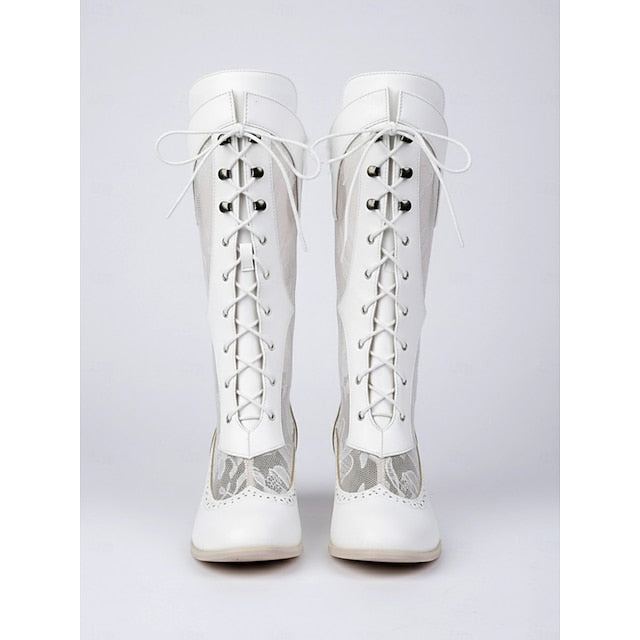 White with Boots Victorian-Style Women's Lace Lace-Up