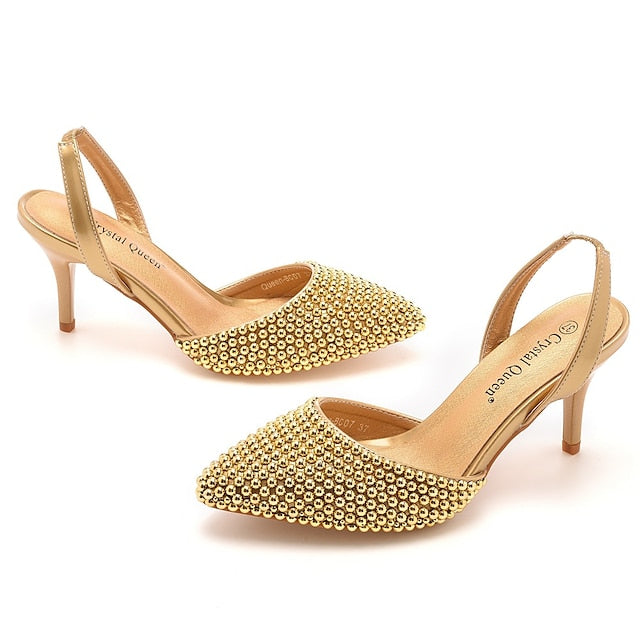 with Pearl Women's Slingback Embellishments White – Heels