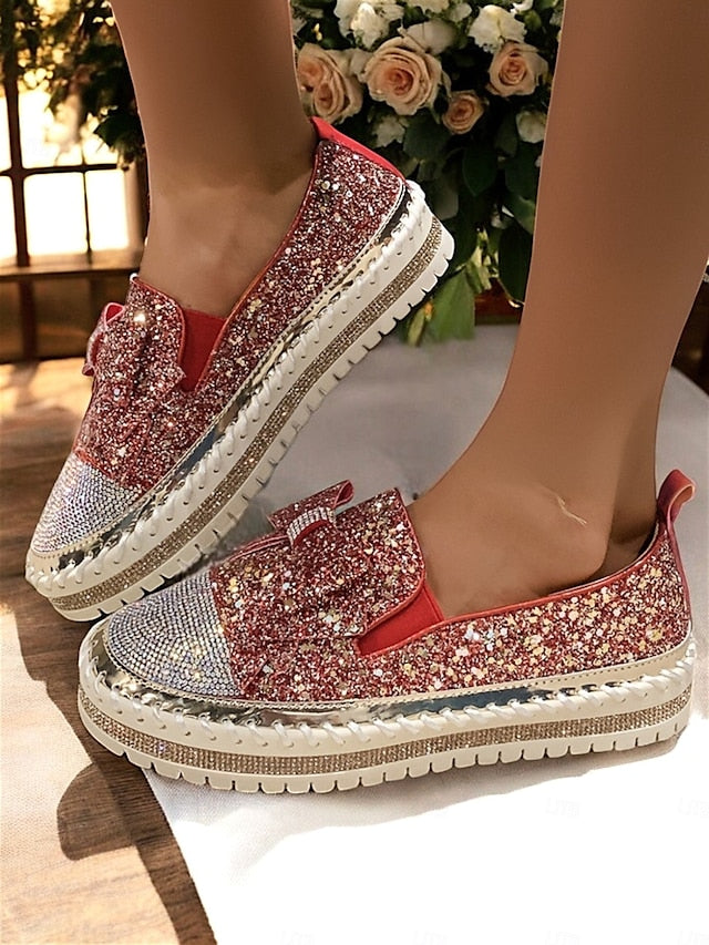 Rhinestone Slip-On Loafers Glittery Women for – Sparkling
