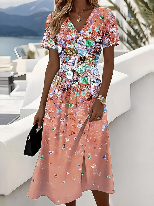 Easter Women's Elegant Midi Dress A Line Dress Wrap Dress V