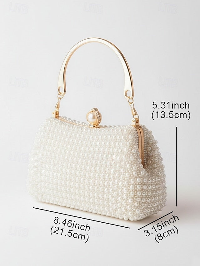 with Women's Clutch Beaded Bag Handle Pearl Gold Evening