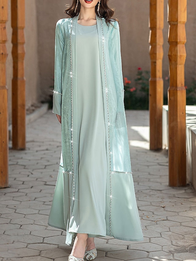 Mother Elegant Bride Crew of Floor Neck the A-Line Dress Vintage