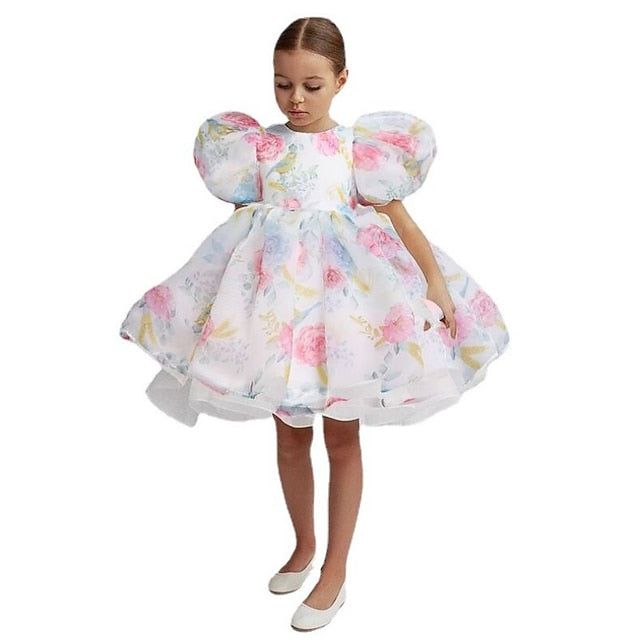 Color Party Dress Girl Girls' Solid Kids Flower