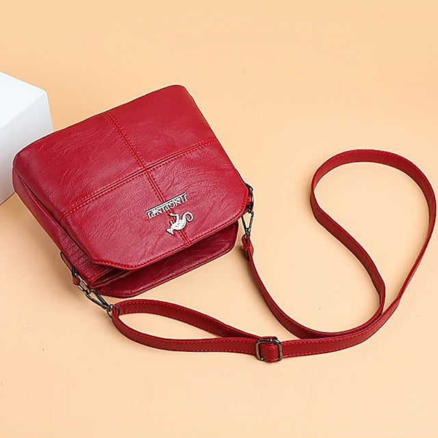 Leather Red Faux – Crossbody Bag Women's Small Minimalist