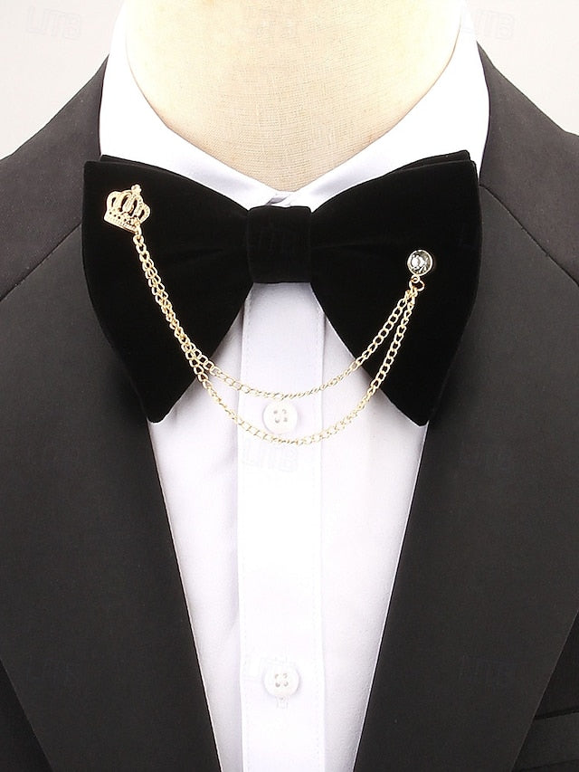 Tie – Chain Velvet Crown Detail and with Men's Bow