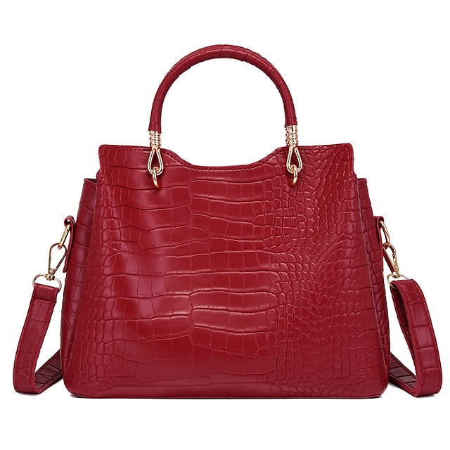 Bag Leather Going Women's out Set PU Purse Office Pcs 3