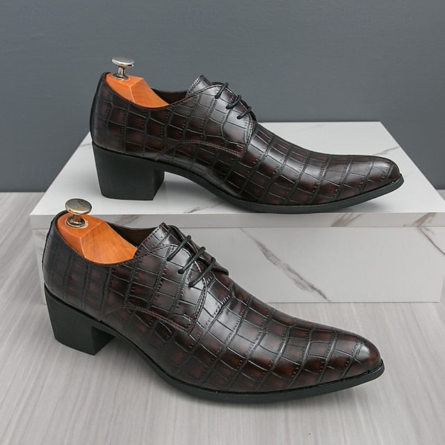 Dress – Red Men's Pattern Shoes Faux Crocodile Leather