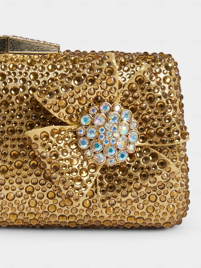 Heel High Clutch with Sandals Matching Bow Sparkling Rhinestone