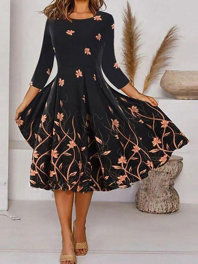 Women's Midi Dress Print Dress Fashion Modern Daily Office