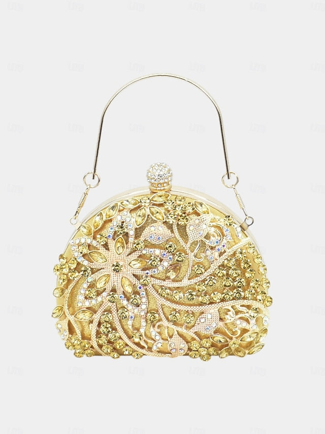Gold Heels Matching with Embellished Slingback Handbag –