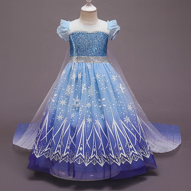 With Tulle Princess Cape Hooded Crown Dress Set Cloak Elsa