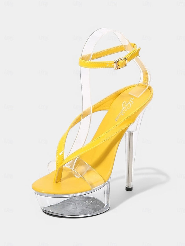 Lavender Nightclub Sexy Platform – Heel Clear Sandals