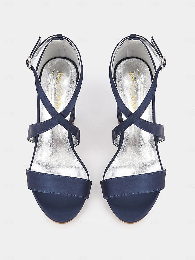 Satin Block Women's Strappy Heel – Sandals Elegant
