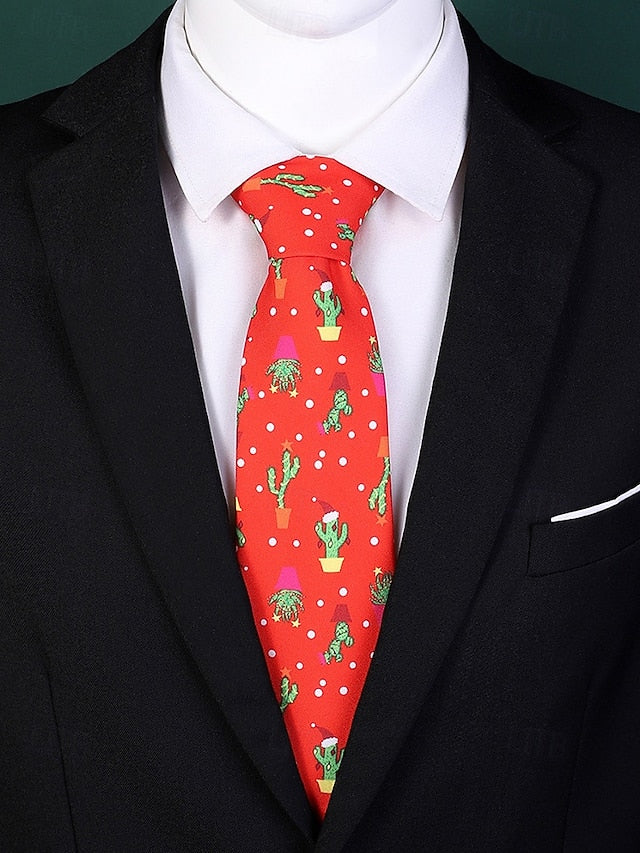 Fun Men's Polyester Tie and Tree Santa Christmas – Silk