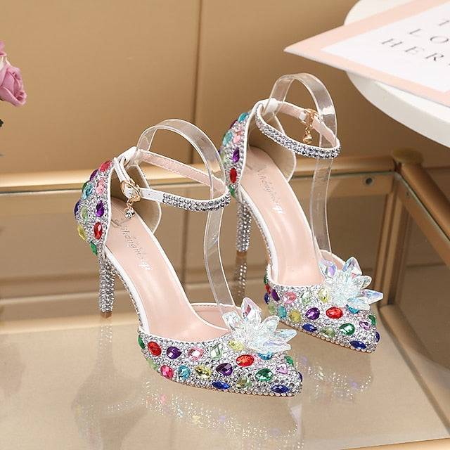 Purple Sandals Women's High – Rhinestone Heel Elegant