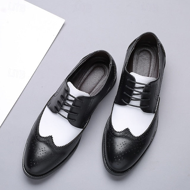 Dress Oxford Shoes with Black and White Men's Brogue