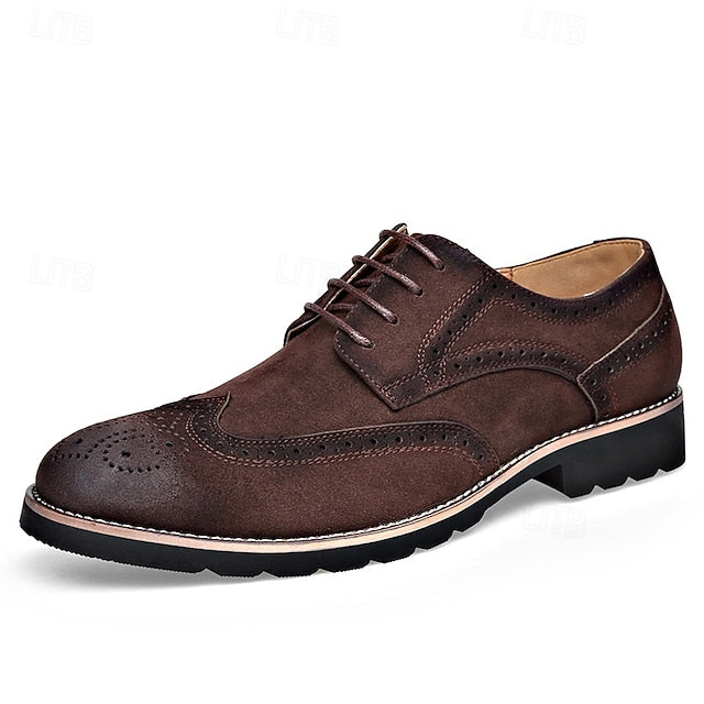 Brogue – Lace-Up Men's Derby Shoes Vintage Dress Brown