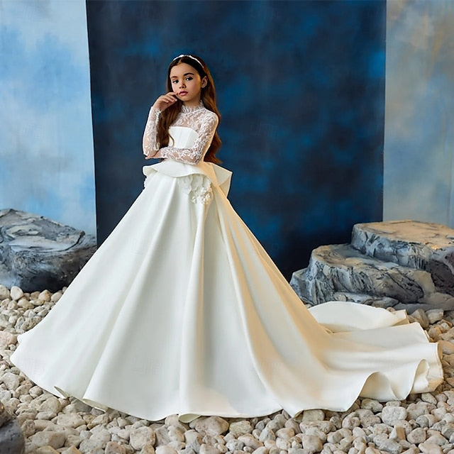 Solid Dress Party Communion Girls' Color Kids First
