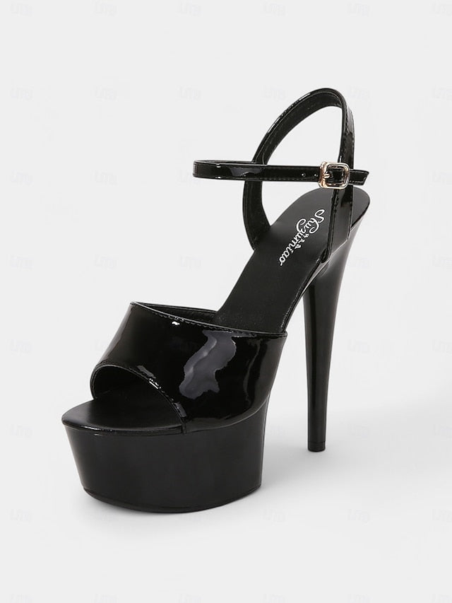 Red Sandals Leather Women Peep - for Toe Platform Patent