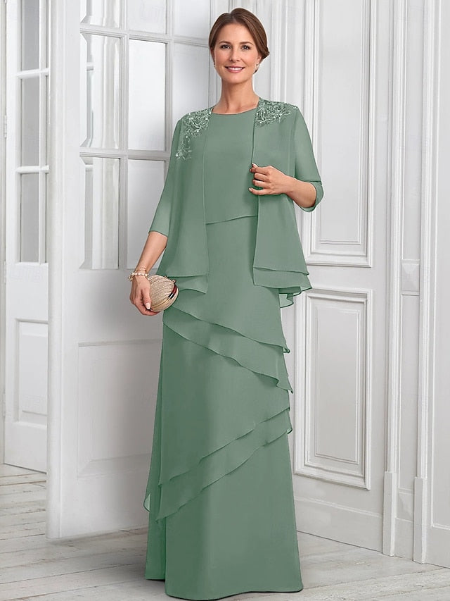 the Bride Dress Suit Piece Elegant Mother of Formal Two A-Line