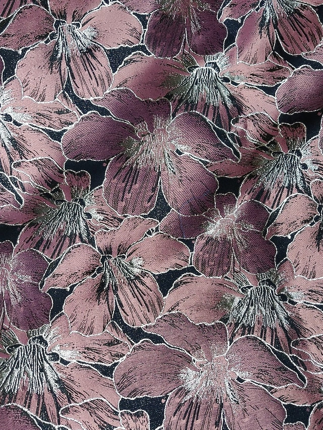 Jacquard Evening Brocade Elegant Dress A-Line Formal Floral Gown