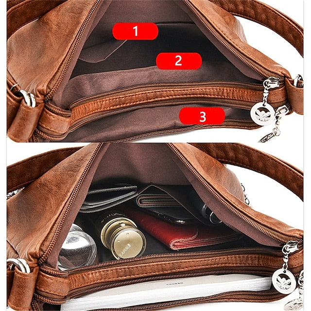 Sac - Sac Hobo en similicuir pour femme style vintage marron
