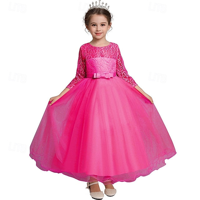 Flower Wedding Dress Kids Half Girl Sleeve Girls'