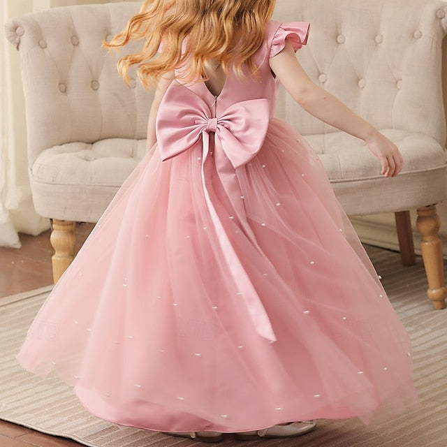 Solid Party Color Kids Dress Girl Flower Girls'