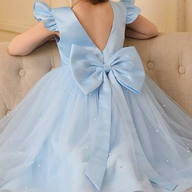Solid Party Color Kids Dress Girl Flower Girls'
