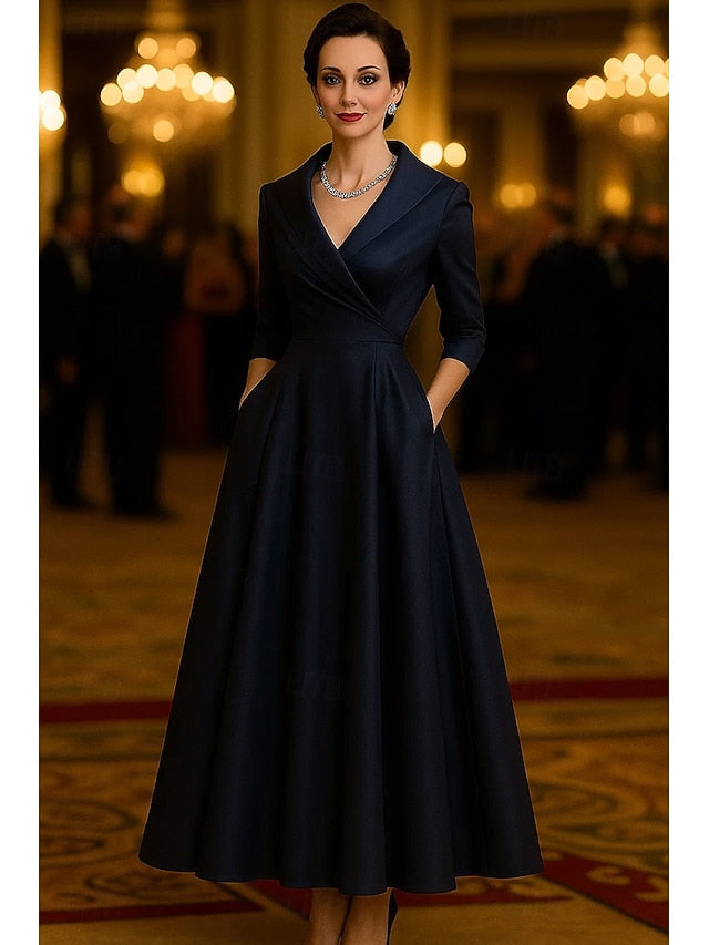 the Portrait Bride A-Line of Dress Vintage Mother Elegant Collar