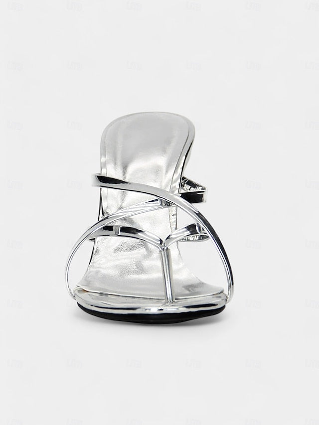 Sculpted Sandals Unique Heel Metallic Gold Design with Flat -