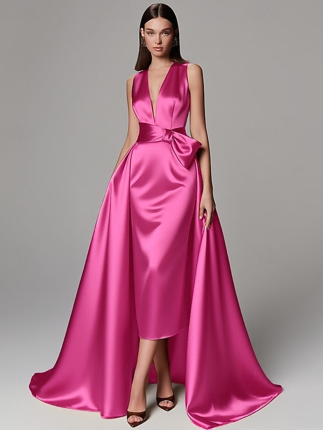 Gold A-Line Gown Formal Floor Wedding Evening Dress Elegant