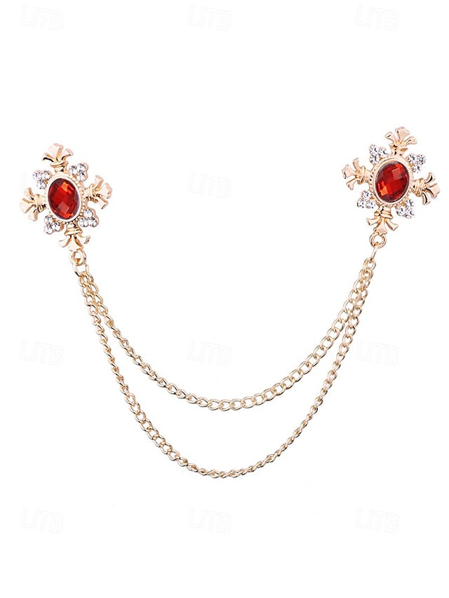 Vintage Elegant Chain Blue – Collar Gem Brooch Double