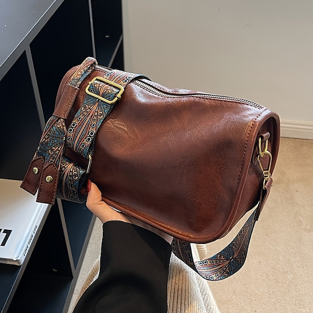 with Vintage Leather Bohemian Strap Handbag – PU Women's
