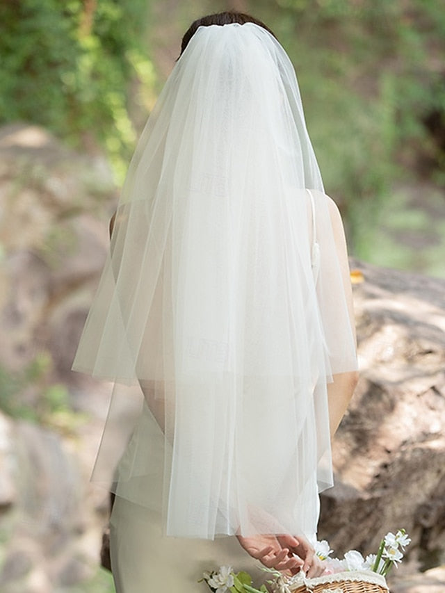 Veil Bridal Soft with – Tulle Elegant Classic Two-Layer