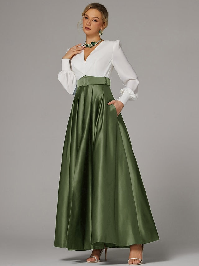 Dress Gown Formal High Wedding Evening A-Line Floor Guest Split