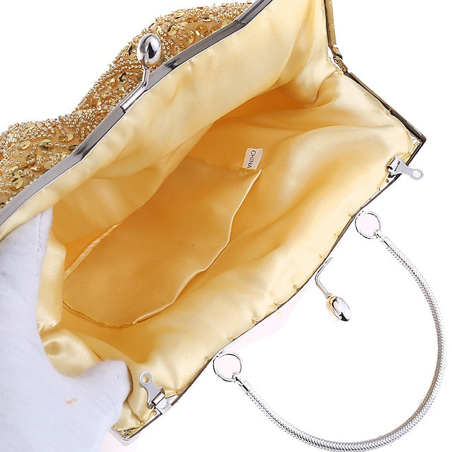 Vintage White Evening Beaded – Purse Women's Clutch