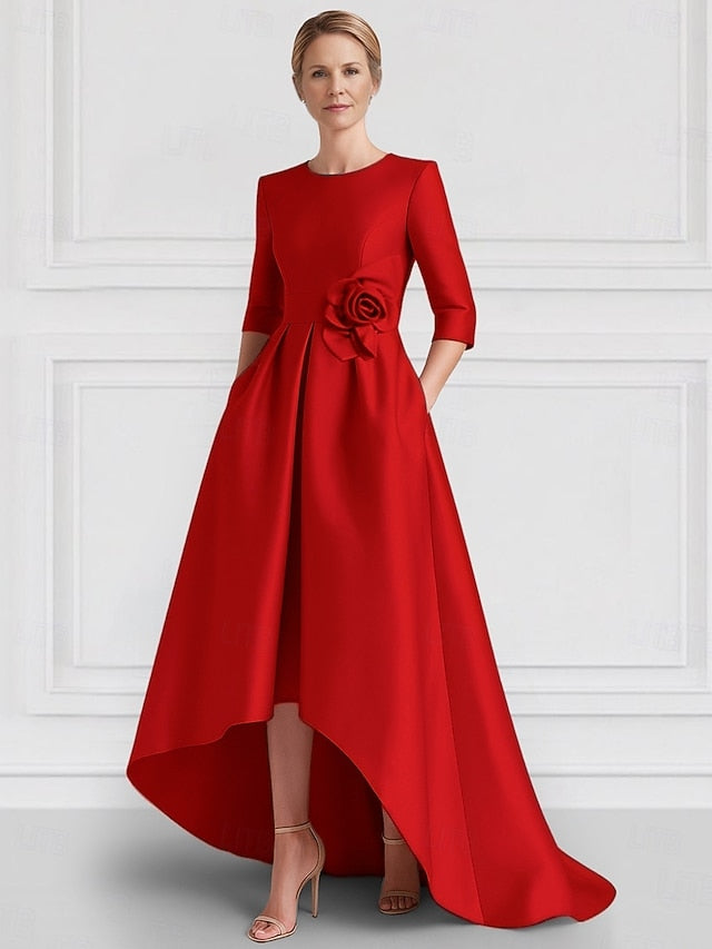 A-Line Evening Wedding Formal Asymmetrical Gown Dress Elegant