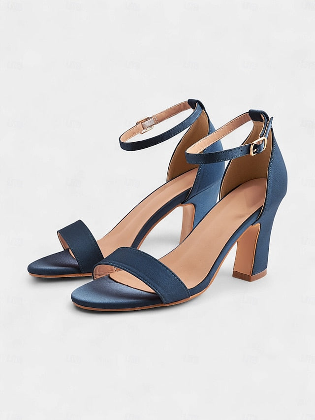 Sandals Strap - Ankle Toe Blue Heel Light High Women's Open
