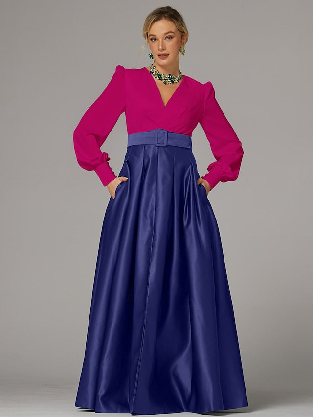Dress Gown Formal High Wedding Evening A-Line Floor Guest Split