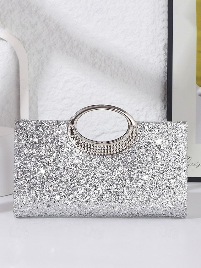 Glitter with Women's Silver Clutch Bag Evening Gold