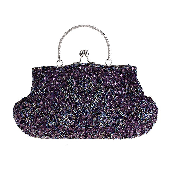 Vintage White Evening Beaded – Purse Women's Clutch