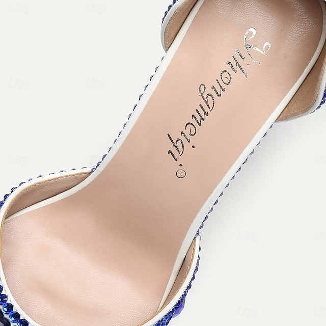 Crystal Pointed-Toe Rhinestone Slingback High Heels Women's
