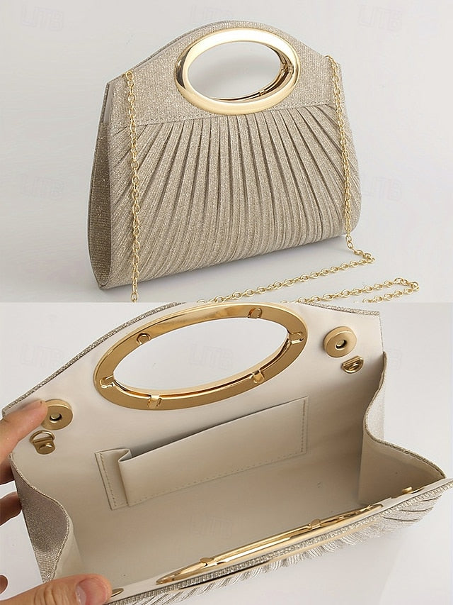 Handle Bag Women's Clutch with Evening Gold Glitter