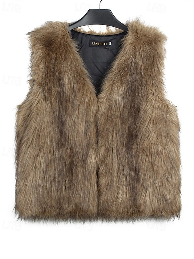 Fur Comfortable Coat Faux Furs Women's Leathers Vest
