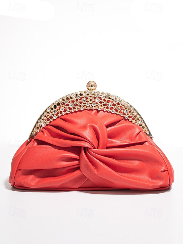 Evening Bag Clutch Faux Leather Rhinestone – Women's