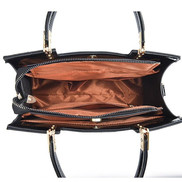 Sac à main élégant en cuir pour femme à motif crocodile noir |